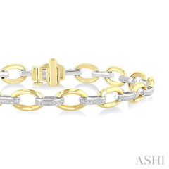 1/3 Ctw Round Cut Diamond Bold Oval Shape Link Bracelet in 10K Yellow and White Gold