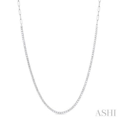 2 5/8 Ctw Round Cut Diamond Paperclip Chain Tennis Necklace in 14K White Gold