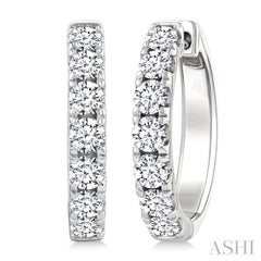 1 1/2 Ctw Round Cut Diamond Hoop Earrings in 14K White gold