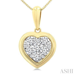 1/3 Ctw Lovebright Heart Round Cut Diamond Fashion Pendant With Chain in 14K Yellow and White Gold