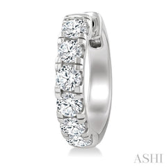 3 Ctw Round Cut Diamond Hoop Earrings in 14K White gold