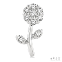 1/6 Ctw Petite Floral Round Cut Diamond Fashion Stud Earrings in 10K White Gold