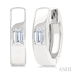 1/6 Ctw Octagon Shape Diamond Petite Huggie Earrings in 10K White Gold