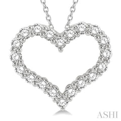 2 Ctw Heart Shape Round Cut Diamond Pendant With Chain in 14K White Gold