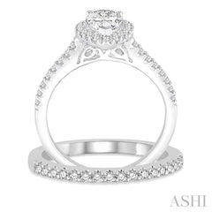 3/4 Ctw Diamond Bridal Set with 5/8 Ctw Pear Cut Engagement Ring and 1/6 Ctw Wedding Band in 14K White Gold