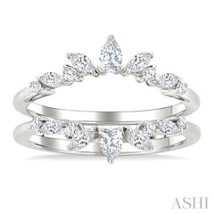 1/2 Ctw Pear, Marquise and Round Cut Diamond Insert Ring in 14K White Gold