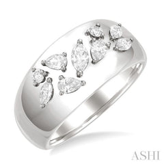 1/2 Ctw Mixed Diamond Cut Fashion Wide Band in 14K White Gold