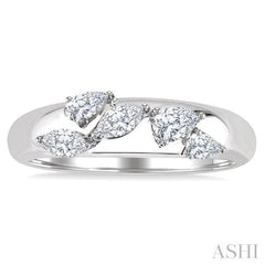1/2 Ctw 5-Stone Pear and Marquise Cut Diamond Fashion Bold Band in 14K White Gold