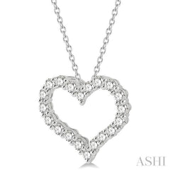 1 1/2 Ctw Heart Shape Round Cut Diamond Pendant With Chain in 14K White Gold