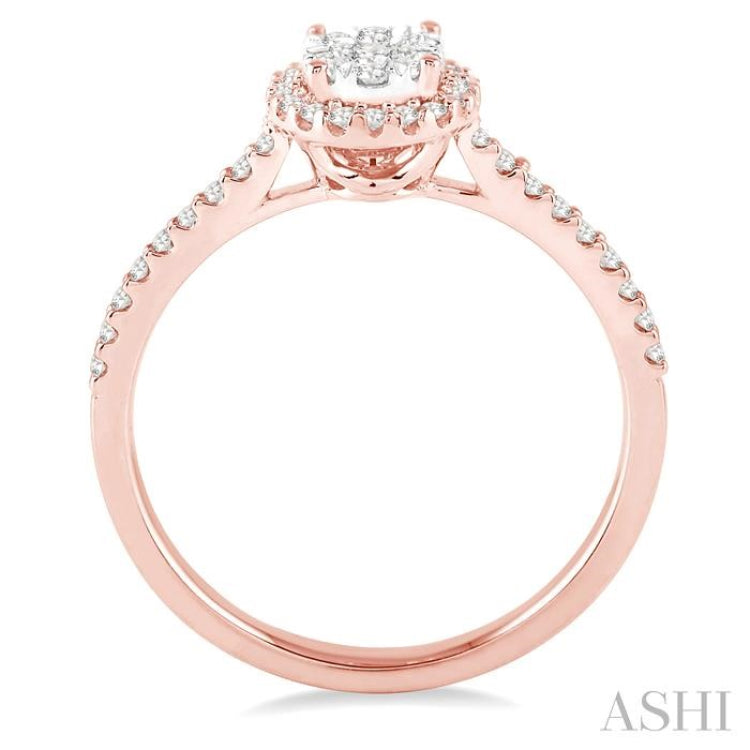1/3 Ctw Round Shape Diamond Lovebright Ring in 14K Rose and White Gold