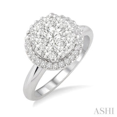 1/2 Ctw Lovebright Round Cut Diamond Engagement Ring in 14K White Gold