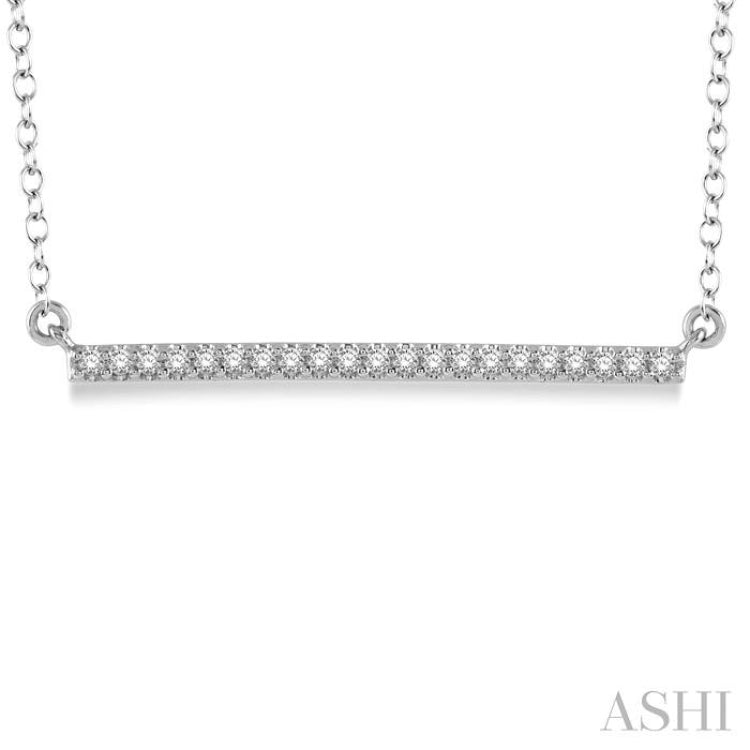1/6 Ctw Horizontal Bar Round Cut Diamond Necklace With Link Chain in 10K White Gold