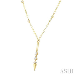 1/2 Ctw Paperclip Bezel Set Round Cut Diamond Station Necklace in 14K Yellow Gold