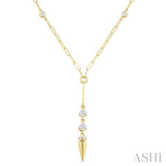 1/2 Ctw Paperclip Bezel Set Round Cut Diamond Station Necklace in 14K Yellow Gold