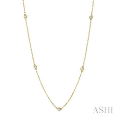1/3 Ctw Round Cut Diamond Station Necklace in 14K Yellow Gold