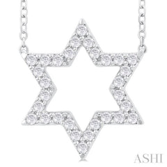 1/4 Ctw Star of David Round Cut Diamond Fashion Pendant With Chain in 14K White Gold