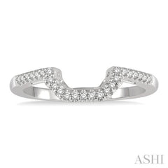 1/8 Ctw Deep Dish Center Round cut Diamond Wedding Band in 14K White Gold