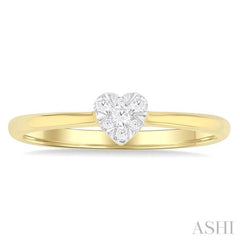 1/10 Ctw Lovebright Petite Heart Shape Round Cut Diamond Fashion Ring in 10K Yellow Gold