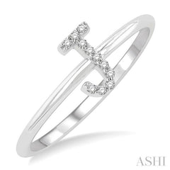 1/20 Ctw Initial 'J' Round Cut Diamond Fashion Ring in 10K White Gold