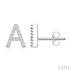 1/10 Ctw Initial'A' Single Cut Diamond Earrings in 10K White Gold