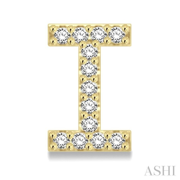 1/10 Ctw Initial 'I' Single Cut Diamond Earrings in 10K Yellow Gold
