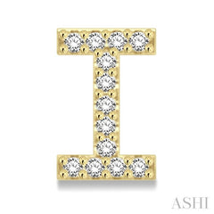 1/10 Ctw Initial 'I' Single Cut Diamond Earrings in 10K Yellow Gold