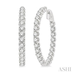 5 Ctw Inside-Out Round Cut Diamond Hoop Earrings in 14K White Gold