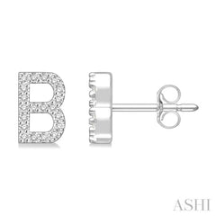 1/8 Ctw Initial 'B' Single Cut Diamond Earrings in 10K White Gold