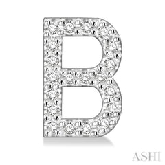 1/8 Ctw Initial 'B' Single Cut Diamond Earrings in 10K White Gold