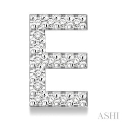1/10 Ctw Initial 'E' Single Cut Diamond Earrings in 10K White Gold