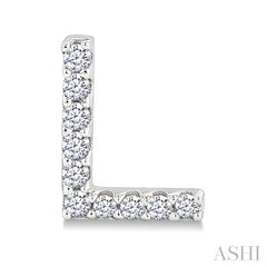 1/10 Ctw Initial 'L' Single Cut Diamond Earrings in 10K White Gold