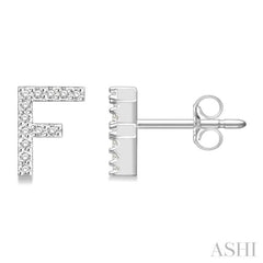 1/10 Ctw Initial 'F' Single Cut Diamond Earrings in 10K White Gold