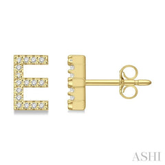 1/10 Ctw Initial 'E' Single Cut Diamond Earrings in 10K Yellow Gold
