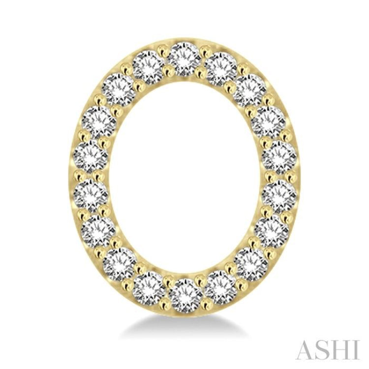 1/10 Ctw Initial 'O' Single Cut Diamond Earrings in 10K Yellow Gold