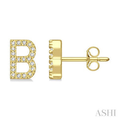 1/8 Ctw Initial 'B' Single Cut Diamond Earrings in 10K Yellow Gold