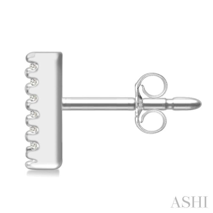 1/10 Ctw Initial 'V' Single Cut Diamond Earrings in 10K White Gold