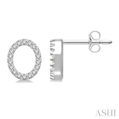 1/10 Ctw Initial 'O' Single Cut Diamond Earrings in 10K White Gold
