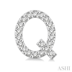 1/8 Ctw Initial 'Q' Single Cut Diamond Earrings in 10K White Gold