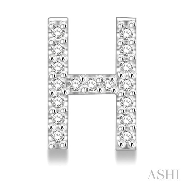 1/10 Ctw Initial 'H' Single Cut Diamond Earrings in 10K White Gold