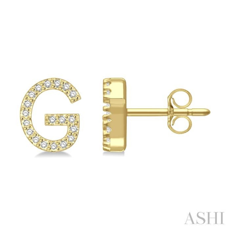 1/8 Ctw Initial 'G' Single Cut Diamond Earrings in 10K Yellow Gold