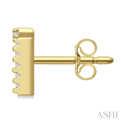 1/10 Ctw Initial 'T' Single Cut Diamond Earrings in 10K Yellow Gold