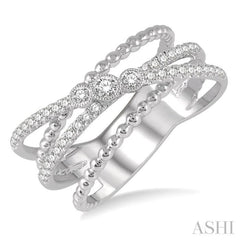 1/3 Ctw Cris-Cross Layered Diamond Fashion Ring in 14K White Gold