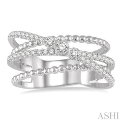 1/3 Ctw Cris-Cross Layered Diamond Fashion Ring in 14K White Gold