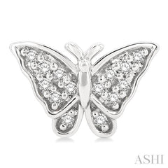 1/10 Ctw Petite Butterfly Round Cut Diamond Fashion Stud Earring in 10K White Gold