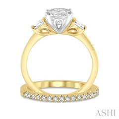 3/4 Ctw Diamond Wedding Set With 5/8 Ctw Baguette & Oval Cut Engagement Ring and 1/6 Ctw Round Cut Diamond Wedding Band in 14K Yellow and White Gold