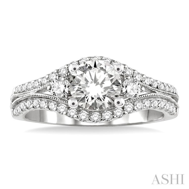 1/2 Ctw Diamond Semi-Mount Engagement Ring in 14K White Gold