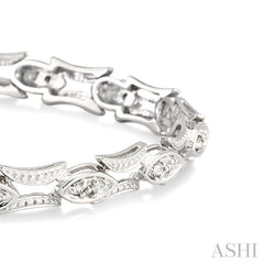 1/3 Ctw Marquise Shape Single Cut Diamond Link Bracelet in 10K White Gold