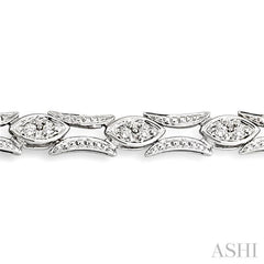 1/3 Ctw Marquise Shape Single Cut Diamond Link Bracelet in 10K White Gold