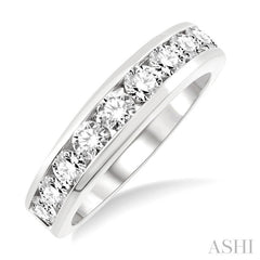 1 Ctw Channel Set Round Cut Diamond Wedding Band in 14K White Gold