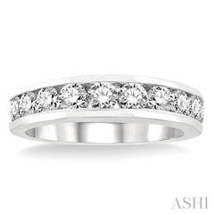 1 Ctw Channel Set Round Cut Diamond Wedding Band in 14K White Gold